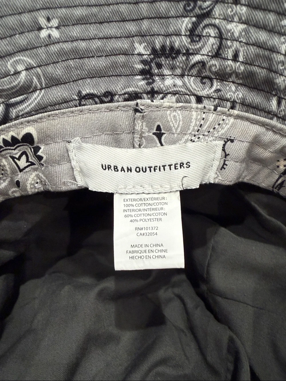 Urban Outfitters - Black and Grey bandanna bucket hat.